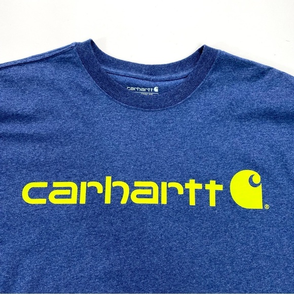 CARHARTT Carhartt Blue Neon Yellow Logo Short Sleeve T-Shirt Size M - Picture 3 of 7
